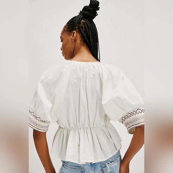 Free People Where We Meet Smocked Blouse Top - Picture 2 of 5